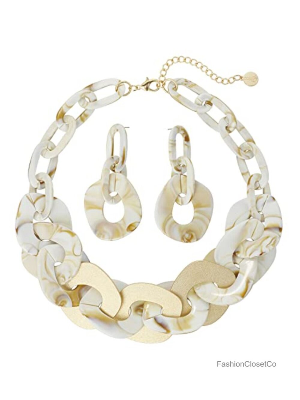 Chunky Acrylic Resin Cuban Link Chain Necklace Metal Punk Statement